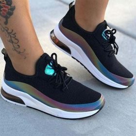 NewFashion Sneakers Mixed Color Ladies Flats Women Casual Vulcanized (Shoe Size: 4, Color: black)