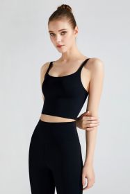 Scoop Neck Sports Bra (Color: black, size: M)