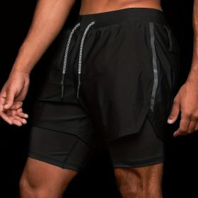 Versatile Summer Shorts with Zipper Pocket for Your Ultimate Workout (Color: black, size: L(34))
