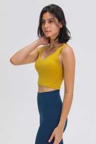 Scoop Back Sports Bra (Color: Yellow, size: 6)