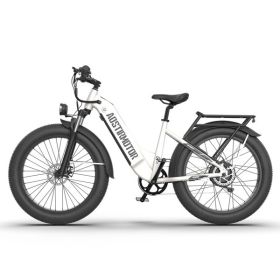AOSTIRMOTOR new pattern 26" 1000W Electric Bike Fat Tire 52V15AH Removable Lithium Battery for Adults(white) (Color: As Picture)