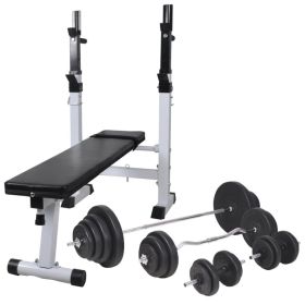 Workout Bench with Weight Rack, Barbell and Dumbbell Set 264.6 lb (Color: black)